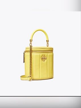 Tory Burch Bright Yellow Leather Mini Bucket Crossbody